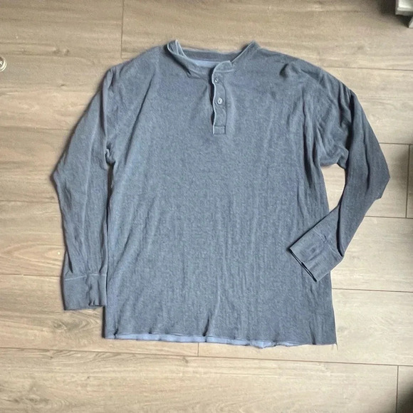 Men's L.L. Bean Cotton / Wool Henley - Blue XL Tall - Picture 2 of 6